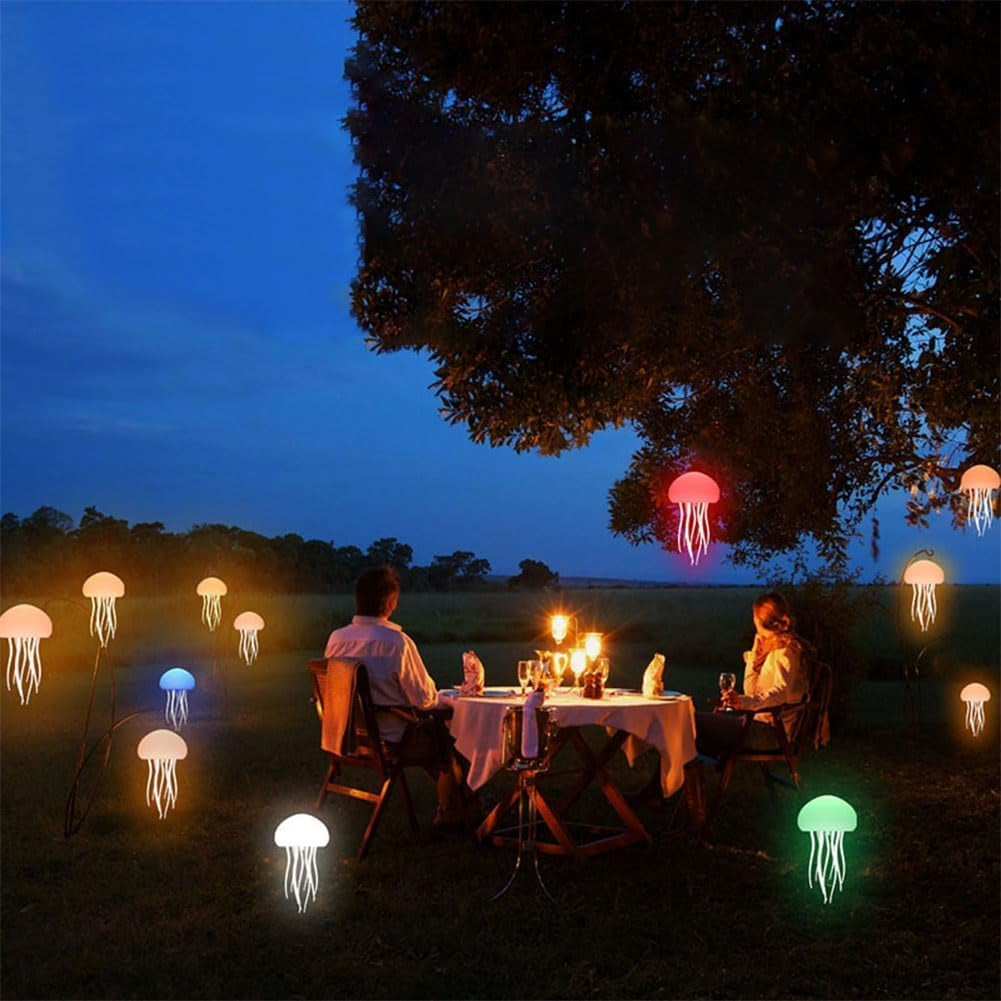 Jellyfish Lamp, Voice Control Jellyfish Lamp with Dancing Legs, RGB Gradient Jellyfish Bedside Lamp, Rechargeable Jellyfish Table Lamp with Touch Sensor, Christmas Gifts (Hanging + Base)